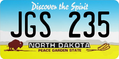 ND license plate JGS235