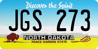 ND license plate JGS273