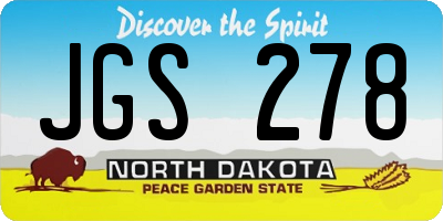 ND license plate JGS278