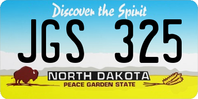 ND license plate JGS325