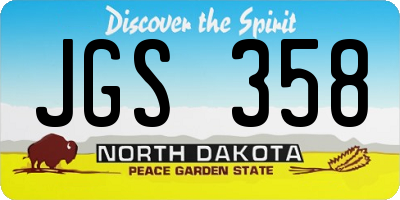 ND license plate JGS358