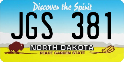 ND license plate JGS381