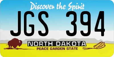 ND license plate JGS394