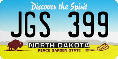 ND license plate JGS399