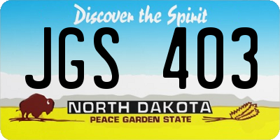 ND license plate JGS403