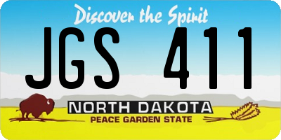 ND license plate JGS411