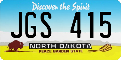 ND license plate JGS415