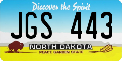 ND license plate JGS443