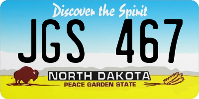 ND license plate JGS467