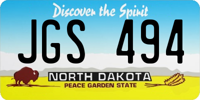 ND license plate JGS494