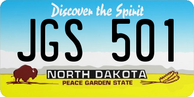 ND license plate JGS501