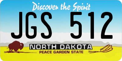 ND license plate JGS512