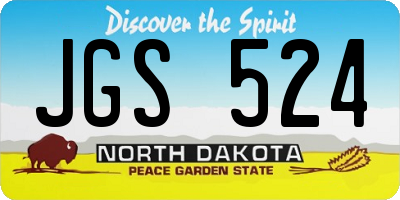 ND license plate JGS524