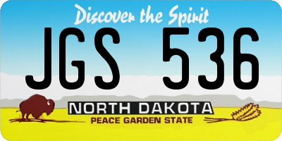 ND license plate JGS536