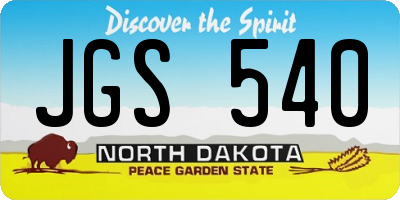 ND license plate JGS540