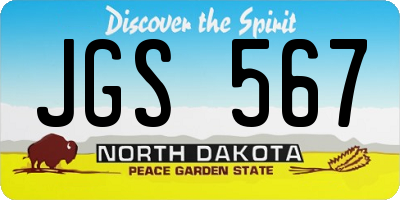 ND license plate JGS567