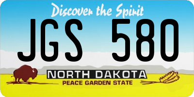 ND license plate JGS580