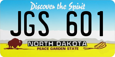 ND license plate JGS601