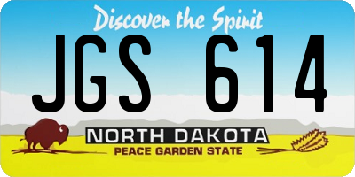 ND license plate JGS614