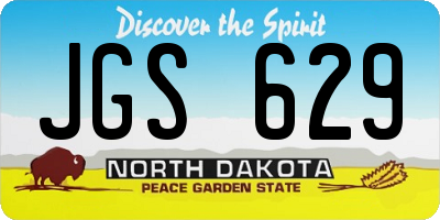 ND license plate JGS629