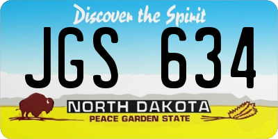 ND license plate JGS634