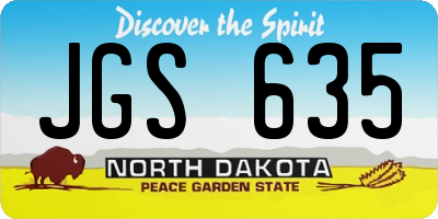 ND license plate JGS635