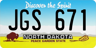 ND license plate JGS671