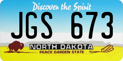 ND license plate JGS673