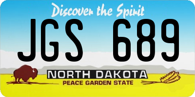 ND license plate JGS689