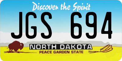 ND license plate JGS694