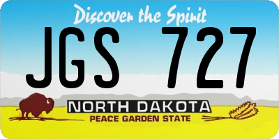 ND license plate JGS727