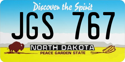 ND license plate JGS767