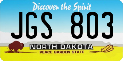 ND license plate JGS803