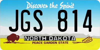 ND license plate JGS814
