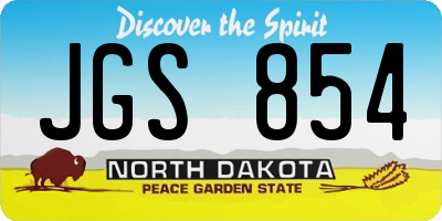 ND license plate JGS854