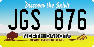 ND license plate JGS876