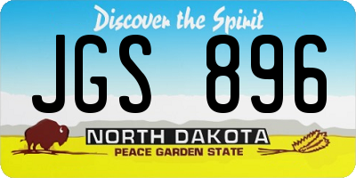 ND license plate JGS896