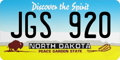 ND license plate JGS920