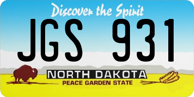 ND license plate JGS931