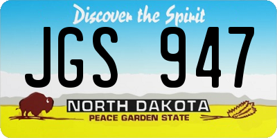 ND license plate JGS947