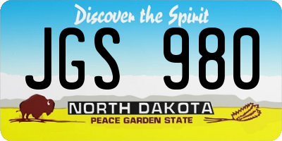 ND license plate JGS980