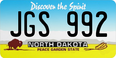 ND license plate JGS992