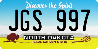 ND license plate JGS997