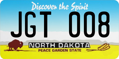 ND license plate JGT008