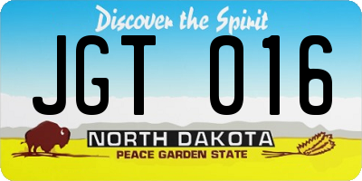 ND license plate JGT016