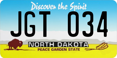 ND license plate JGT034