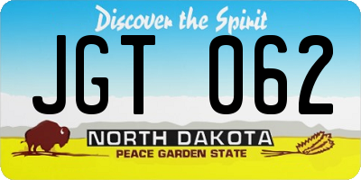 ND license plate JGT062
