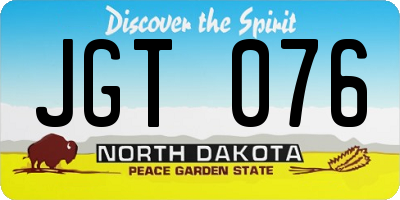ND license plate JGT076