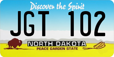 ND license plate JGT102