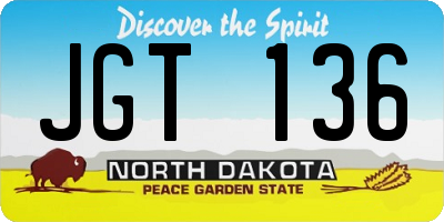 ND license plate JGT136
